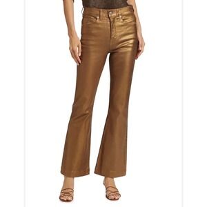 Veronica Beard $368 Women's 29 Carson Metallic Ankle Flare Jeans Antique Brass